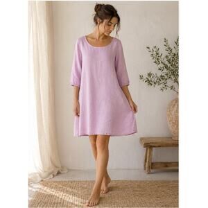Bryn Walker Linen Dress Pink A-Line Tunic Pockets Small